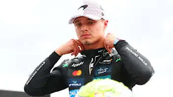 NORTHAMPTON, ENGLAND - JULY 05: Third placed qualifier Lando Norris of Great Britain and McLaren in