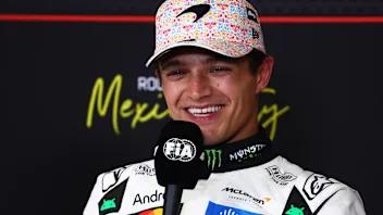 MEXICO CITY, MEXICO - OCTOBER 25: Pole position qualifier Lando Norris of Great Britain and McLaren