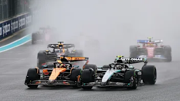 MIAMI, FLORIDA - MAY 03: Oscar Piastri of Australia driving the (81) McLaren MCL39 Mercedes and