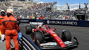 MONTE-CARLO, MONACO - MAY 23: Charles Leclerc of Monaco driving the (16) Scuderia Ferrari SF-25 on