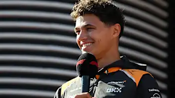 ZANDVOORT, NETHERLANDS - AUGUST 29: Lando Norris of Great Britain and McLaren on stage during