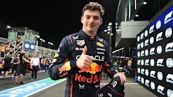 JEDDAH, SAUDI ARABIA - APRIL 19: Pole position qualifier Max Verstappen of the Netherlands and