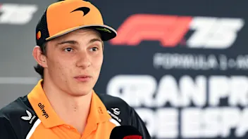 BARCELONA, SPAIN - MAY 29: Oscar Piastri of Australia and McLaren is interviewed during previews