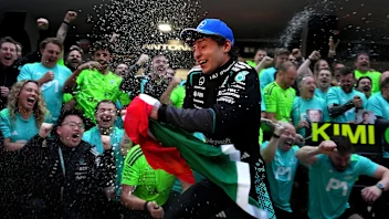 SHANGHAI, CHINA - MARCH 15: Race winner Andrea Kimi Antonelli of Italy and Mercedes AMG Petronas F1