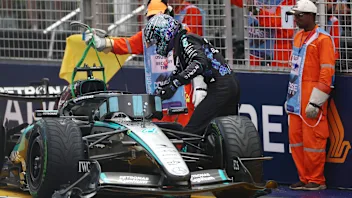 SINGAPORE, SINGAPORE - OCTOBER 10: George Russell of Great Britain and Mercedes AMG Petronas F1