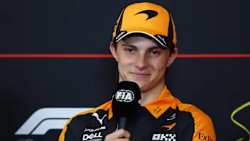 SPIELBERG, AUSTRIA - JUNE 25: Oscar Piastri of Australia and McLaren speaks in the Drivers Press