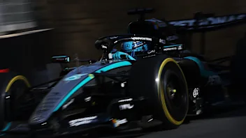 BAKU, AZERBAIJAN - SEPTEMBER 26: George Russell of Great Britain driving the (63) Mercedes AMG