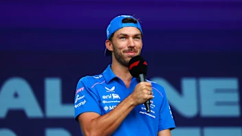 BAKU, AZERBAIJAN - SEPTEMBER 25: Pierre Gasly of France and Alpine F1 on stage prior to final