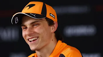 KUALA LUMPUR, MALAYSIA - OCTOBER 01: Oscar Piastri of Australia and McLaren talks to the media