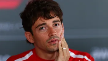 BARCELONA, SPAIN - JUNE 11: Charles Leclerc of Monaco and Scuderia Ferrari talks to the media