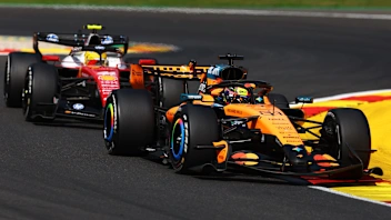 SPA, BELGIUM - JULY 19: Oscar Piastri of Australia driving the (81) McLaren MCL40 Mercedes leads