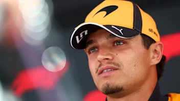 SPA, BELGIUM - JULY 16: Lando Norris of Great Britain and McLaren talks to the media during