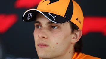 SPA, BELGIUM - JULY 16: Oscar Piastri of Australia and McLaren talks to the media in the Paddock