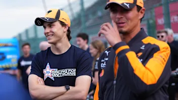 SPA, BELGIUM - JULY 16: Oscar Piastri of Australia and McLaren wears a shirt in tribute to the late