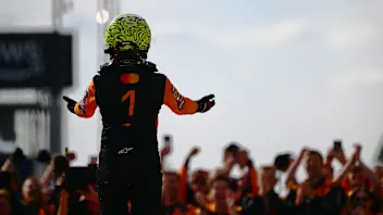 BUDAPEST, HUNGARY - JULY 26: Race winner Lando Norris of Great Britain and McLaren celebrates on