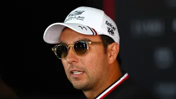 BUDAPEST, HUNGARY - JULY 23: Sergio Perez of Mexico and Cadillac F1 Team talks to the media during