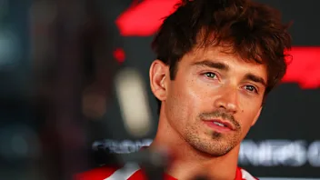 BUDAPEST, HUNGARY - JULY 23: Charles Leclerc of Monaco and Scuderia Ferrari talks to the media