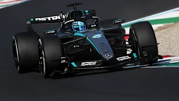 MONZA, ITALY - SEPTEMBER 06: George Russell of Great Britain driving the (63) Mercedes AMG Petronas