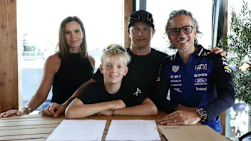 MONZA, ITALY - SEPTEMBER 06: Robin Raikkonen, Kimi Raikkonen, Minttu Raikkonen and Laurent Mekies,