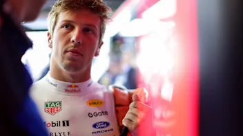 MONZA, ITALY - SEPTEMBER 04: Liam Lawson of New Zealand and Oracle Red Bull Racing talks in the