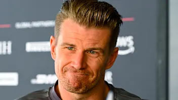 MEXICO CITY, MEXICO - OCTOBER 29: Nico Hulkenberg of Germany and Audi F1 Team talks to the media