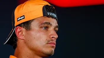 MEXICO CITY, MEXICO - OCTOBER 29: Lando Norris of Great Britain and McLaren talks to the media