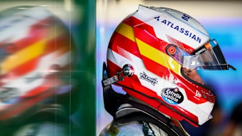 MADRID, SPAIN - SEPTEMBER 11: Carlos Sainz of Spain and Williams prepares to drive in the garage