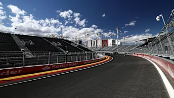 MADRID, SPAIN - SEPTEMBER 09: A scenic view of the circuit, including Santander branding, during