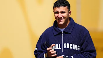 MADRID, SPAIN - SEPTEMBER 10: Isack Hadjar of France and Oracle Red Bull Racing arrives in the