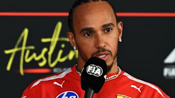 AUSTIN, TEXAS - OCTOBER 22: Lewis Hamilton of Great Britain and Scuderia Ferrari speaks in the