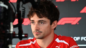 AUSTIN, TEXAS - OCTOBER 22: Charles Leclerc of Monaco and Scuderia Ferrari talks to the media