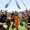 F1 World Champion Lando Norris during a balcony moment at the Goodwood Festival of Speed presented