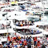 MONTE-CARLO, MONACO - MAY 28: Spectators watch on from yachts in the harbor during the F1 Grand