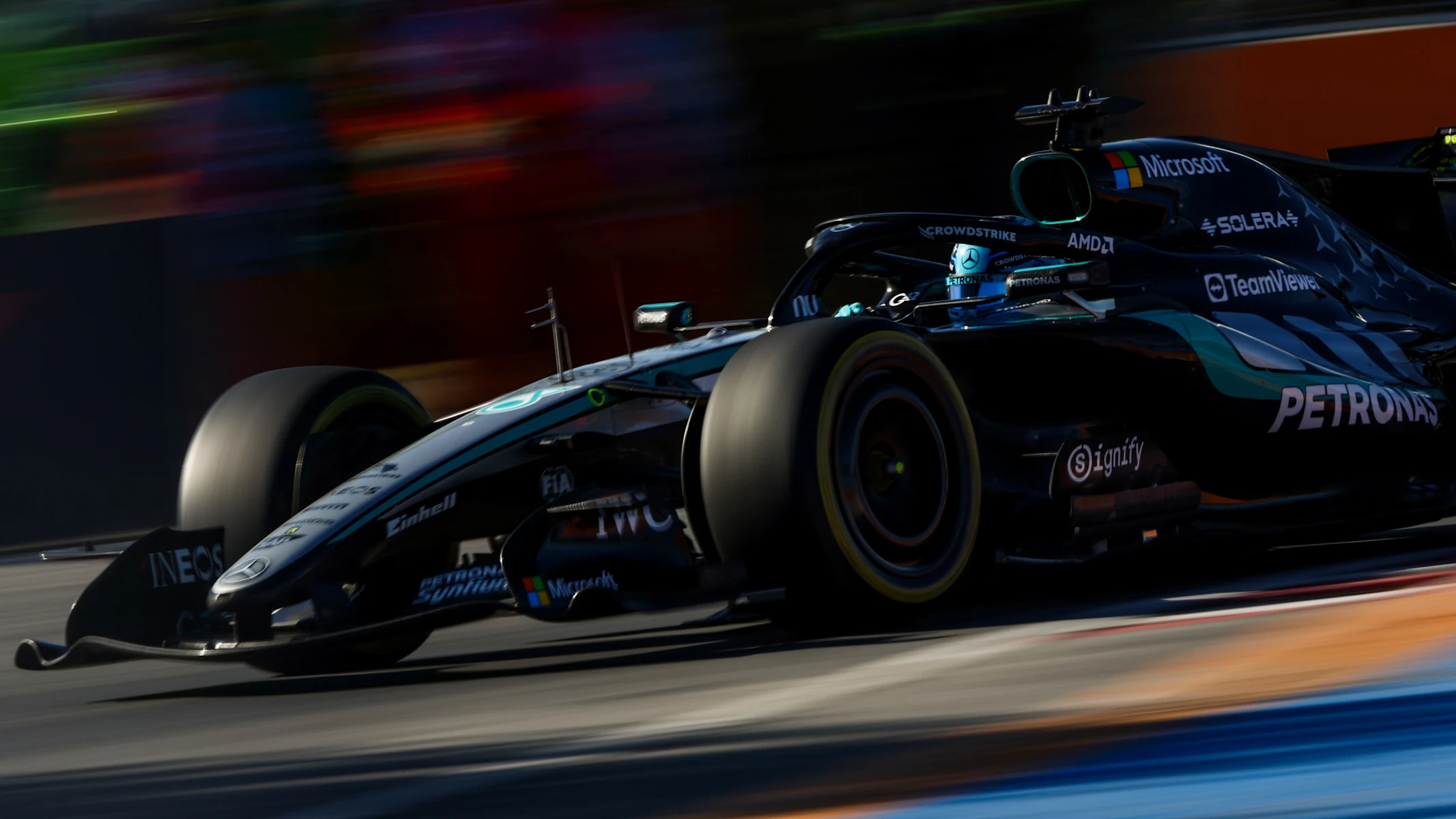 MONTREAL, QUEBEC - MAY 22: George Russell of Great Britain driving the (63) Mercedes AMG Petronas