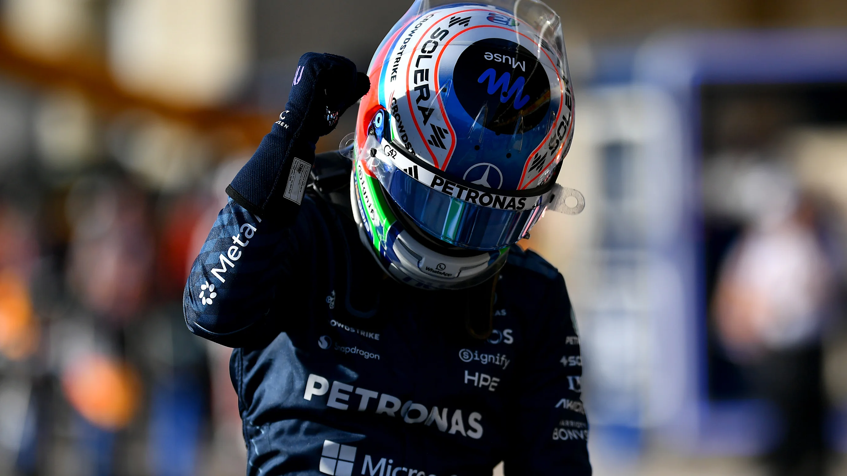 AUSTIN, TEXAS - OCTOBER 24: Pole position qualifier Andrea Kimi Antonelli of Italy and Mercedes AMG