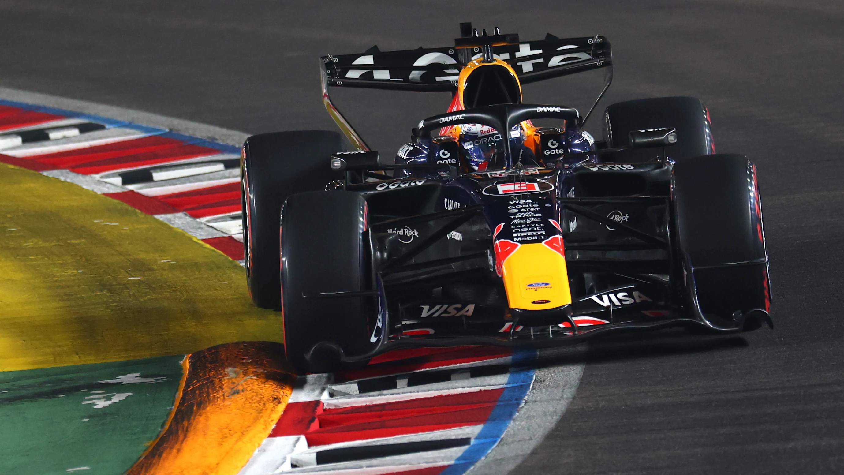 SINGAPORE, SINGAPORE - OCTOBER 10:  Max Verstappen of the Netherlands driving the (3) Oracle Red