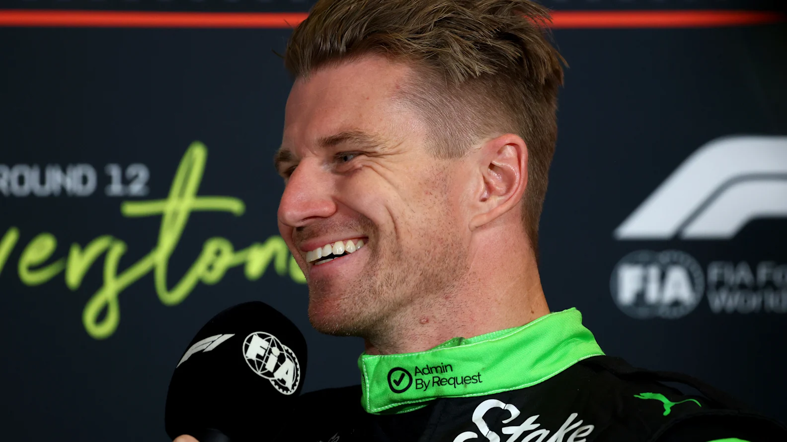 NORTHAMPTON, ENGLAND - JULY 06: Third placed Nico Hulkenberg of Germany and Stake F1 Team Kick Sauber in the Drivers Press Conference during the F1 Grand Prix of Great Britain at Silverstone Circuit on July 06, 2025 in Northampton, England. (Photo by Clive Rose/Getty Images)