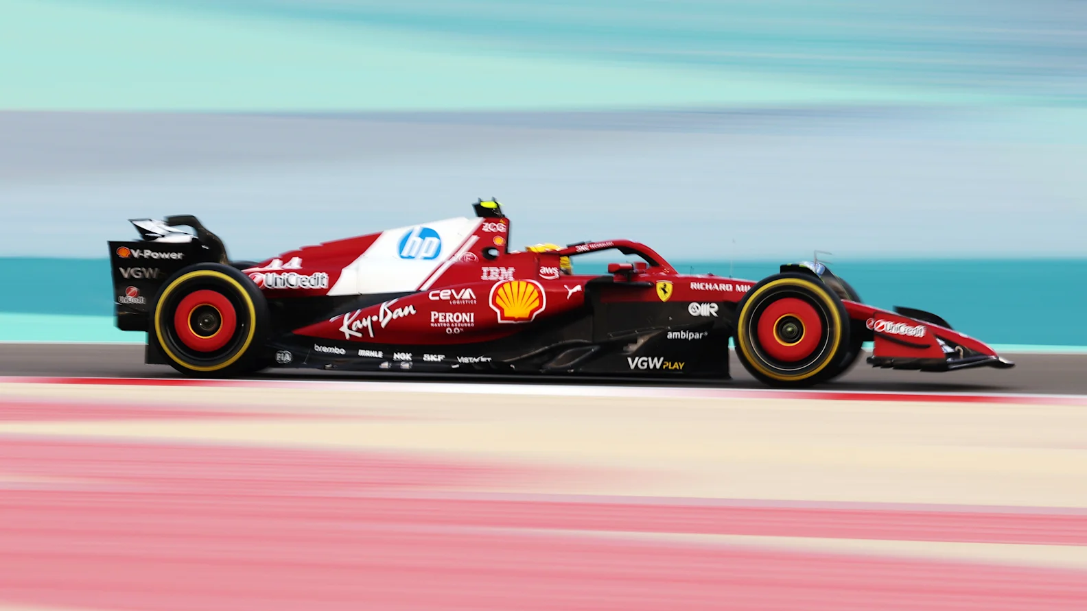 BAHRAIN, BAHRAIN - FEBRUARY 28: Lewis Hamilton of Great Britain driving the (44) Scuderia Ferrari