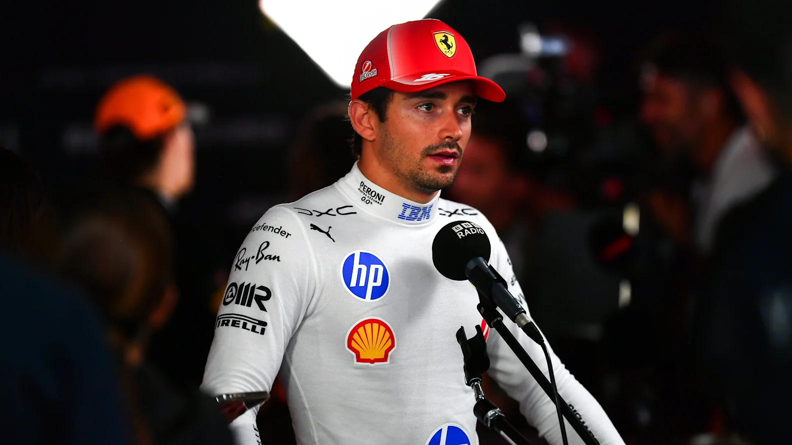 BAKU, AZERBAIJAN - SEPTEMBER 25: Second placed qualifier Charles Leclerc of Monaco and Scuderia