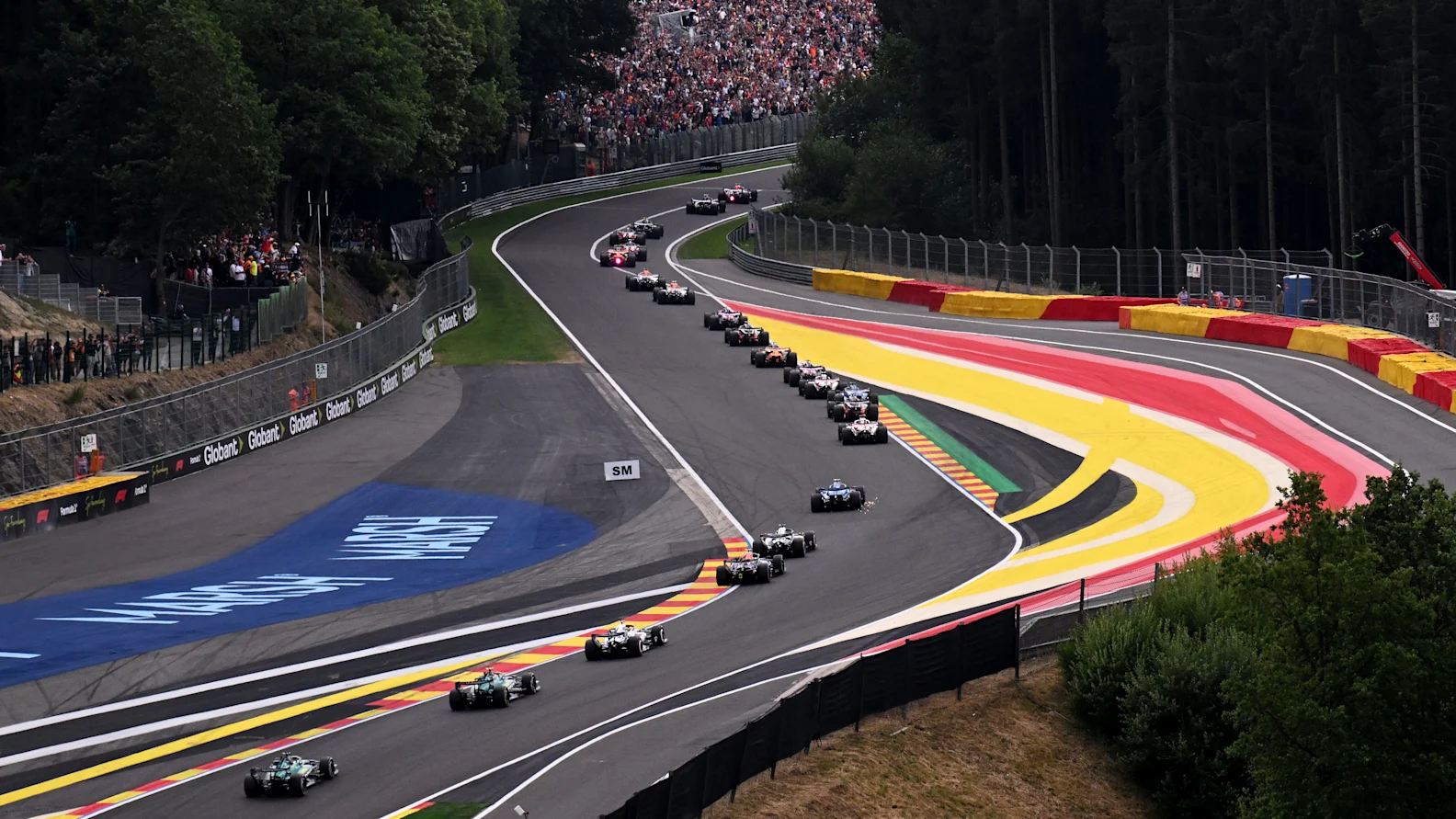 SPA, BELGIUM - JULY 19: Fernando Alonso of Spain driving the (14) Aston Martin F1 Team AMR26 Honda