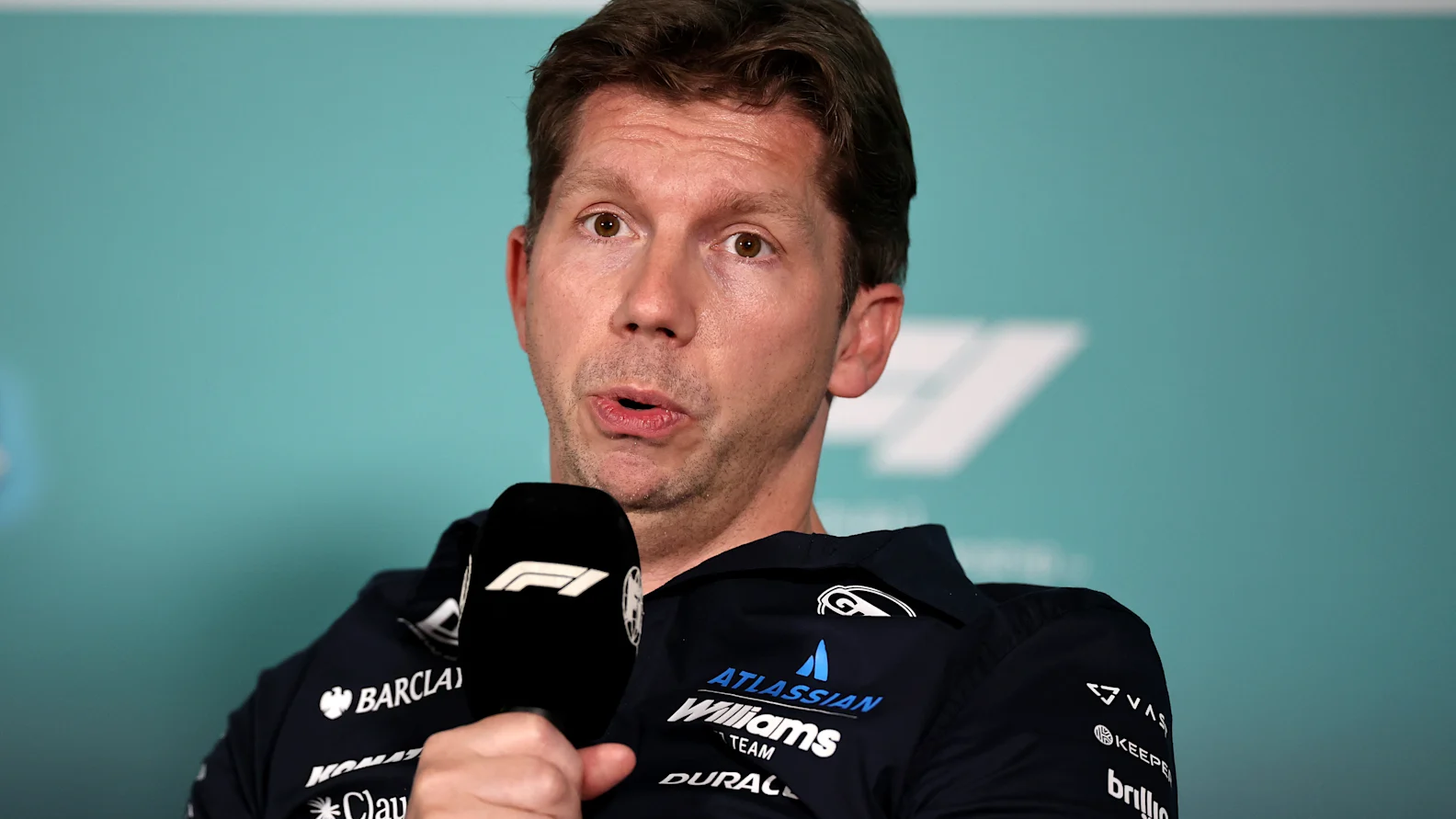 MIAMI, FLORIDA - MAY 01: James Vowles, Team Principal of Williams talks in the Team Principals