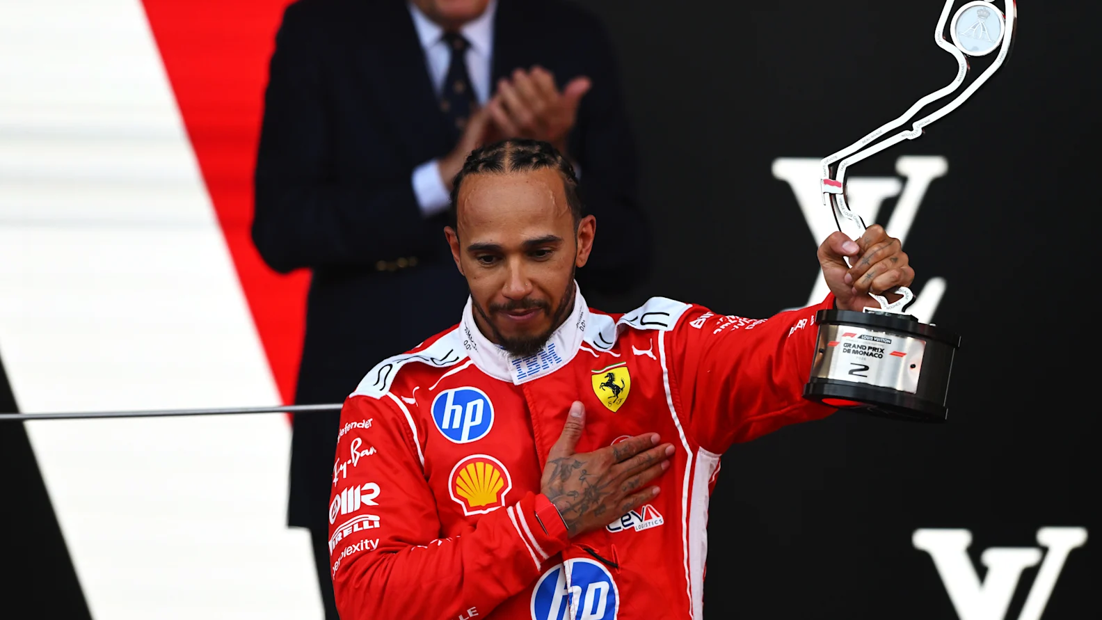 MONTE-CARLO, MONACO - JUNE 07: Second placed Lewis Hamilton of Great Britain and Scuderia Ferrari