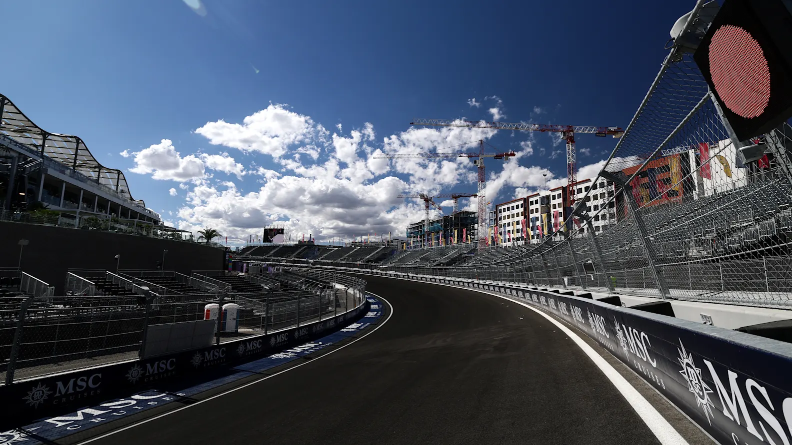 MADRID, SPAIN - SEPTEMBER 09: A scenic view of a banked corner, including MSC branding, during