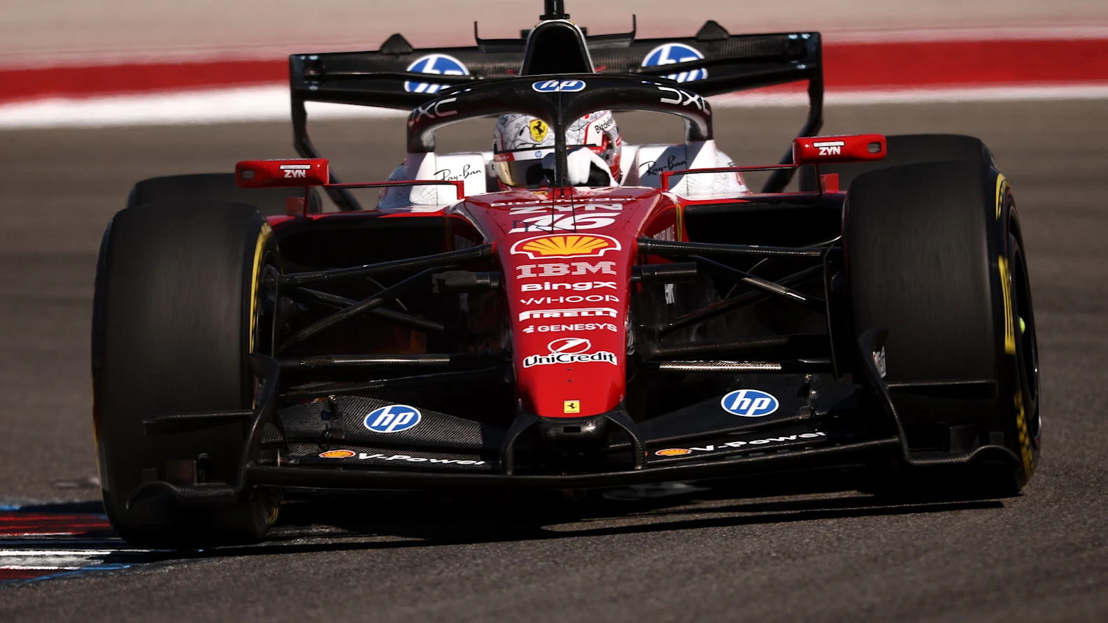 AUSTIN, TEXAS - OCTOBER 23: Charles Leclerc of Monaco driving the (16) Scuderia Ferrari SF-26 on track during practice ahead of the F1 Grand Prix of United States at Circuit of The Americas on October 23, 2026 in Austin, Texas. (Photo by Chris Graythen/Getty Images)