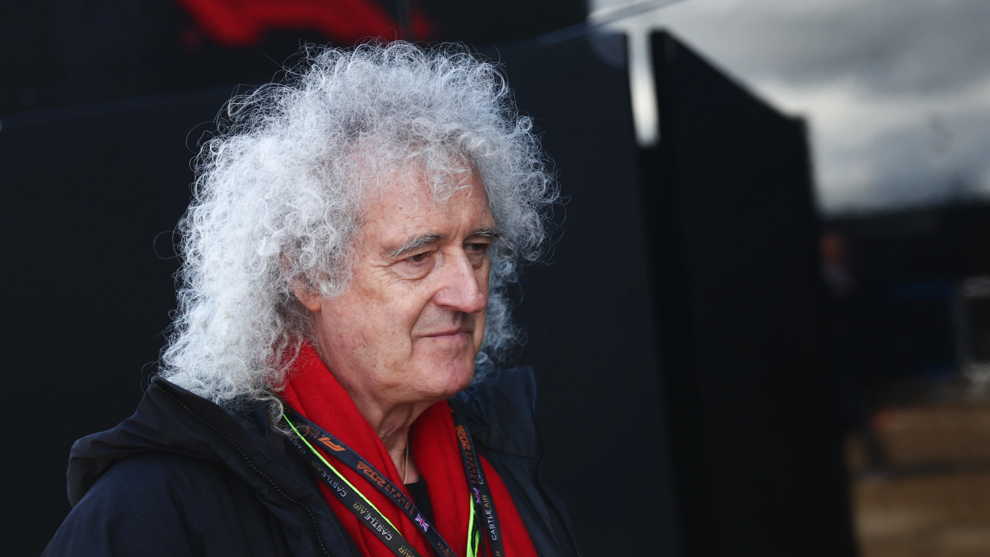Brian May ahead of the Formula 1 British Grand Prix at Silverstone Circuit in Northampton, Great