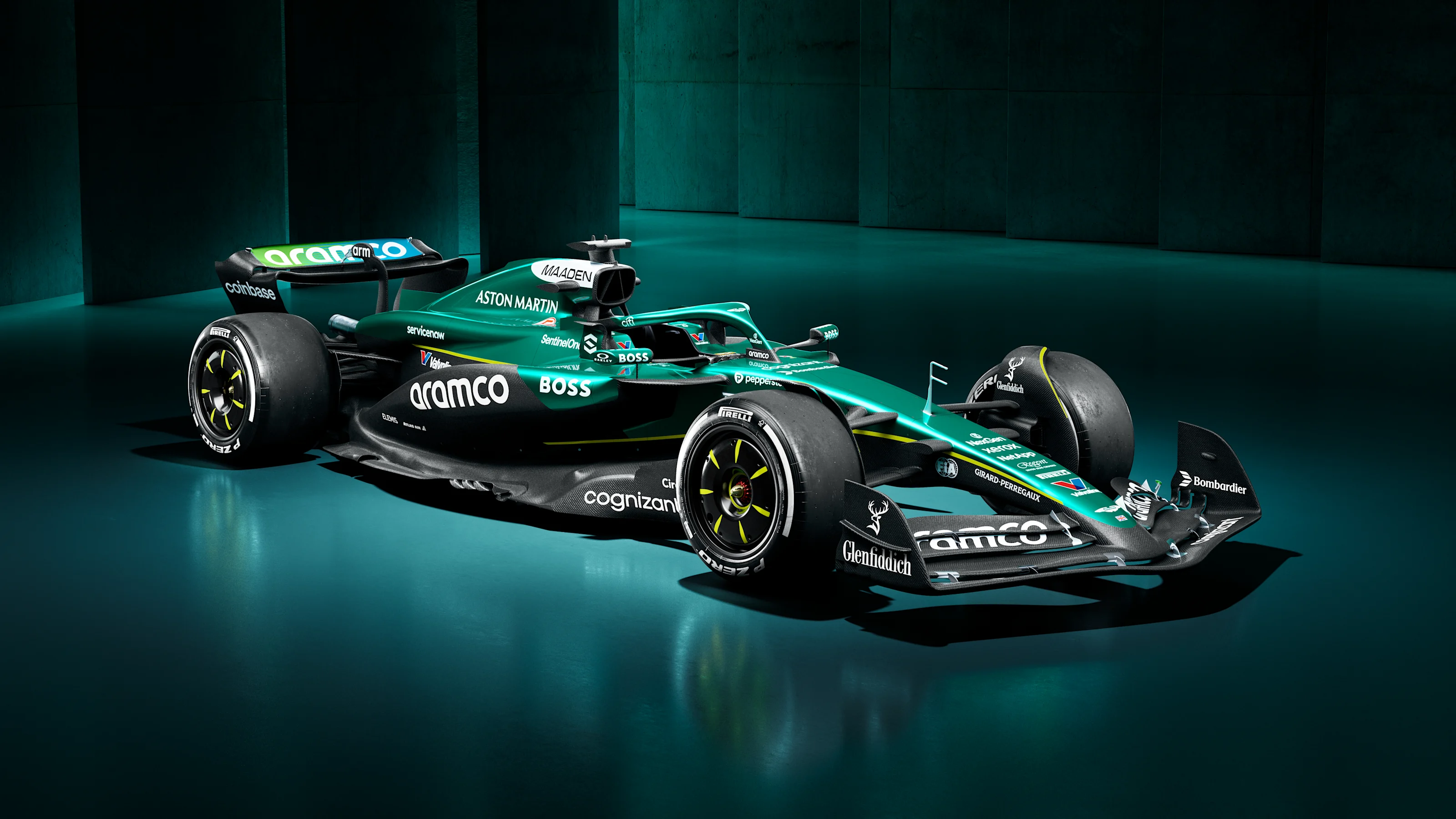 CGI static renders of the AMR25 reveal, Feb 23, 2025.