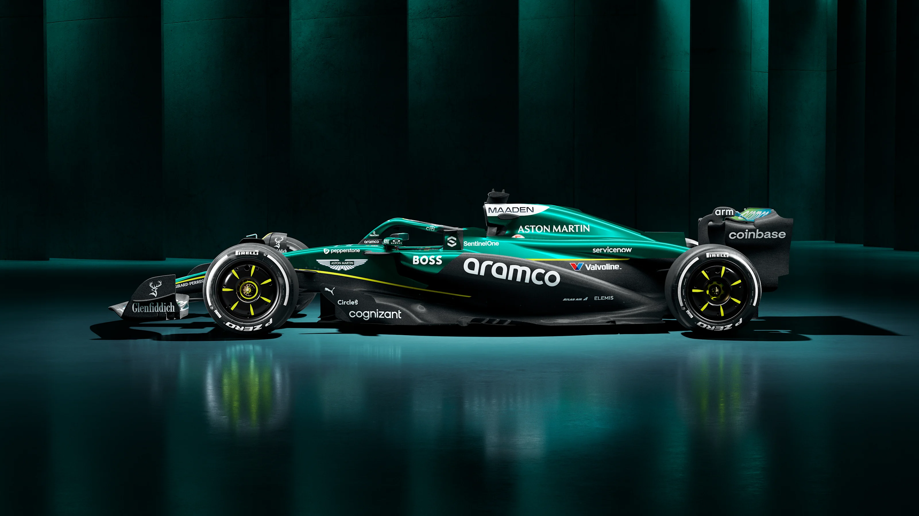 CGI static renders of the AMR25 reveal, Feb 23, 2025.