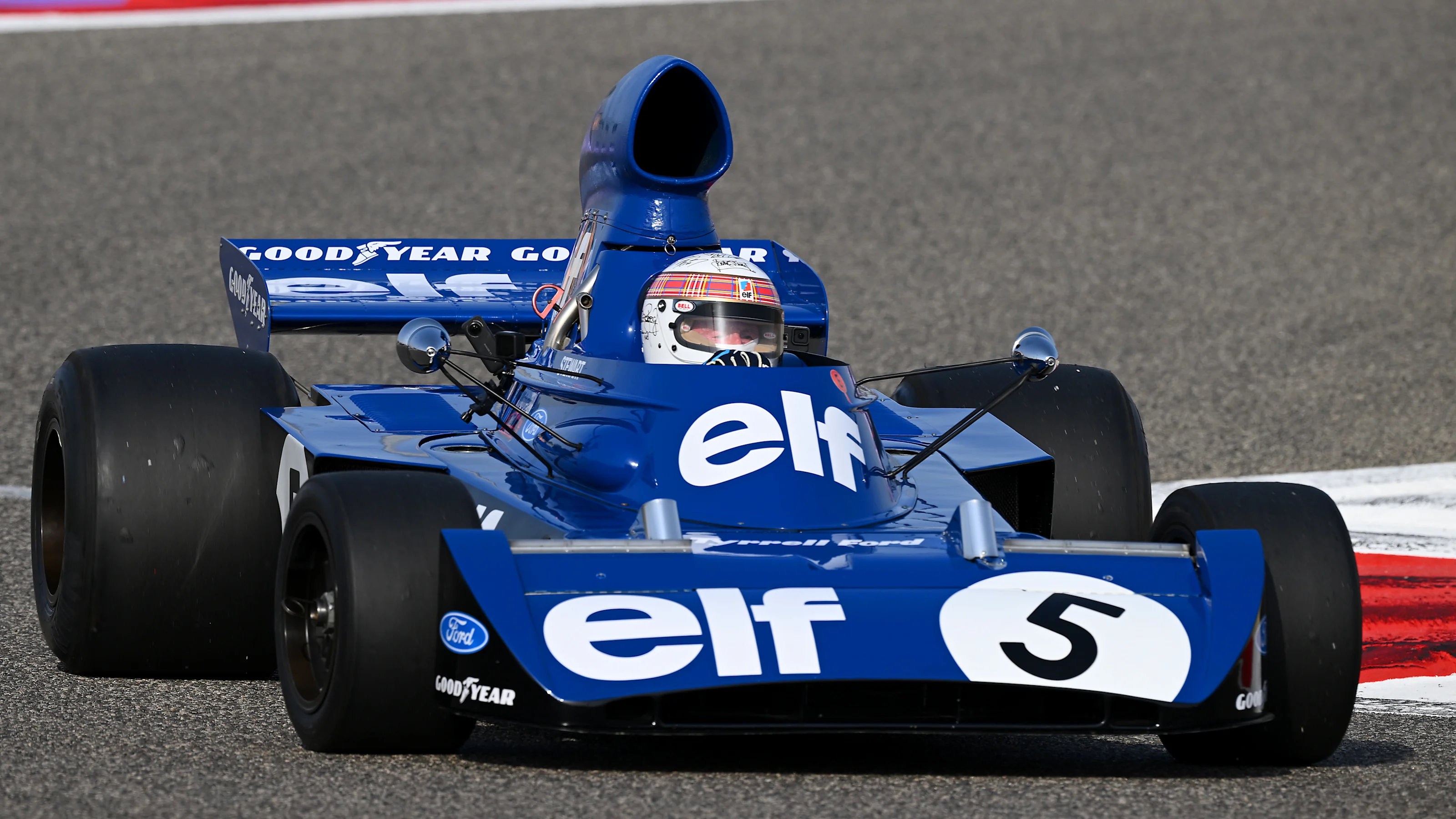 BAHRAIN, BAHRAIN - APRIL 13: Sir Jackie Stewart drives his Tyrrell 006 on track prior to the F1