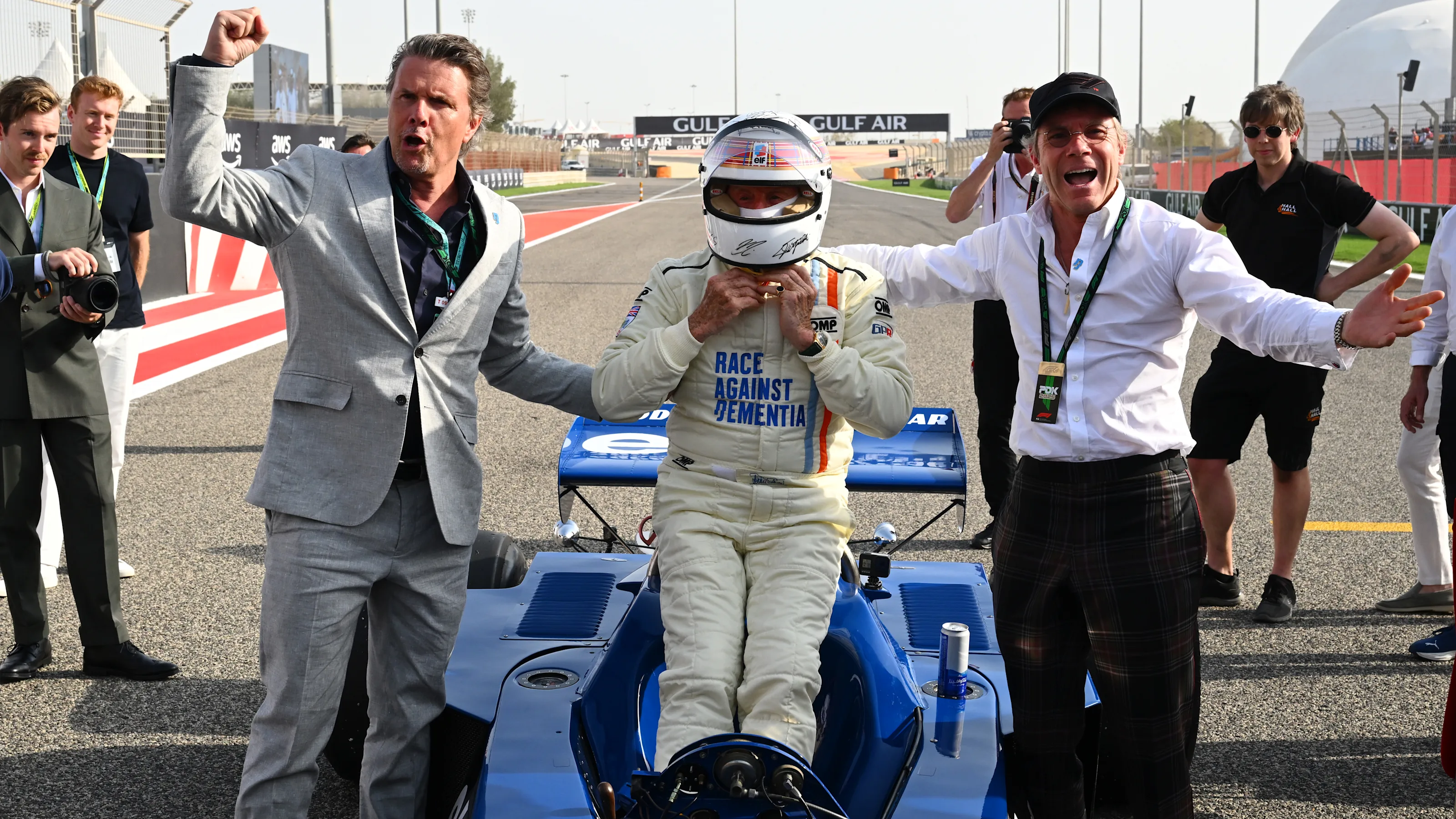 BAHRAIN, BAHRAIN - APRIL 13: Sir Jackie Stewart on the grid after driving his Tyrrell 006 for Race