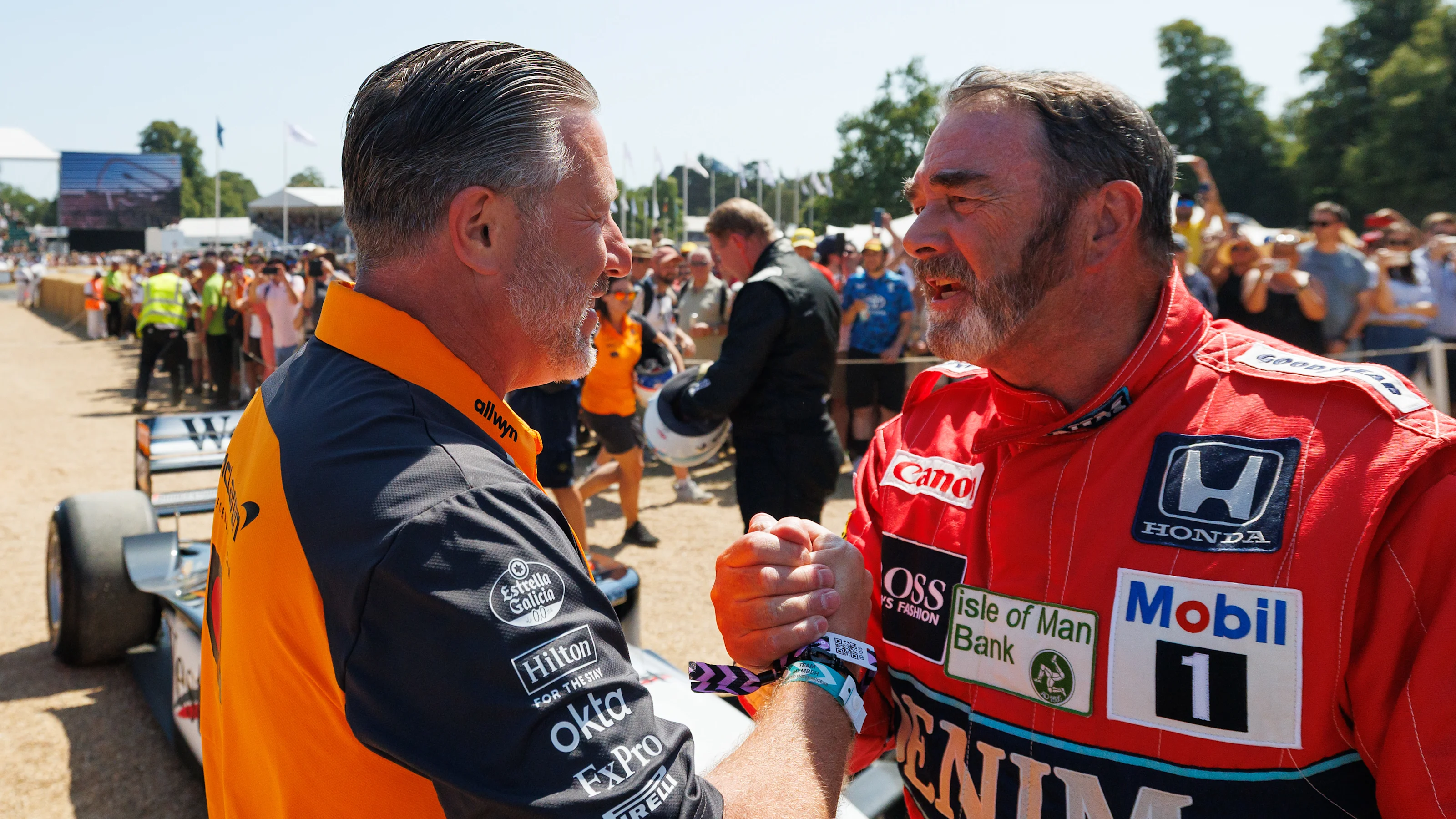 CHICHESTER, ENGLAND - JULY 12: Zak Brown and Nigel Mansell during the Goodwood Festival of Speed at